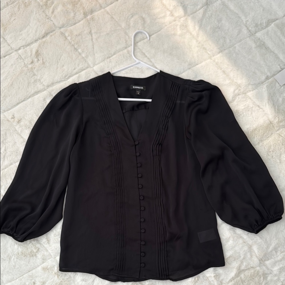Women's Black Button-Up Blouse